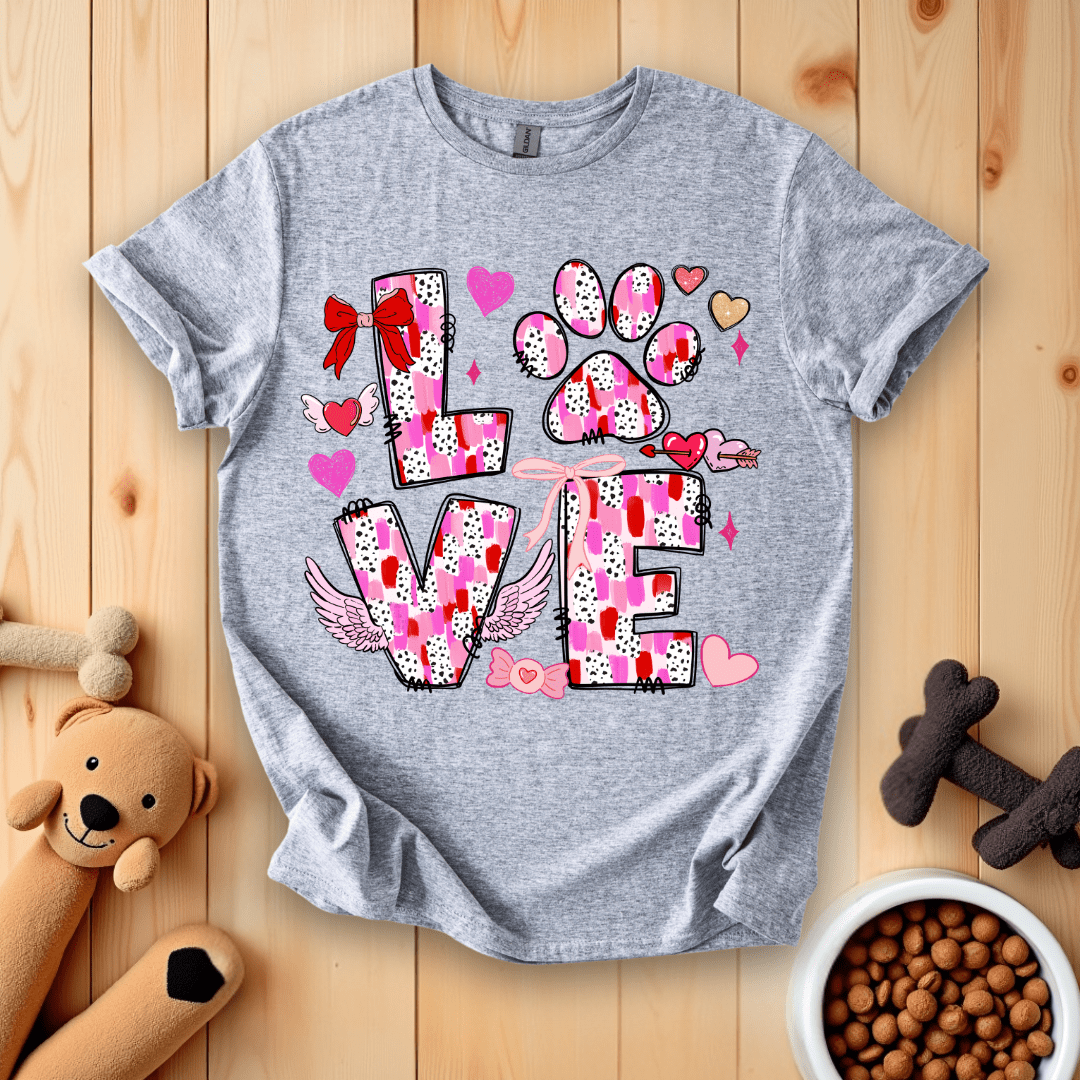Sport Grey / S Valentines Day Dog Love T-Shirt