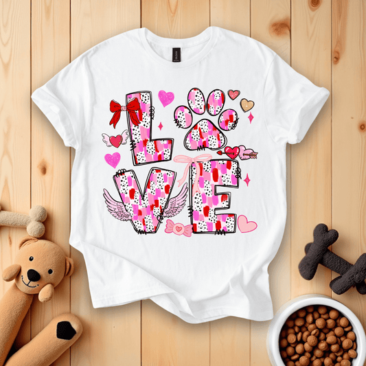White / S Valentines Day Dog Love T-Shirt