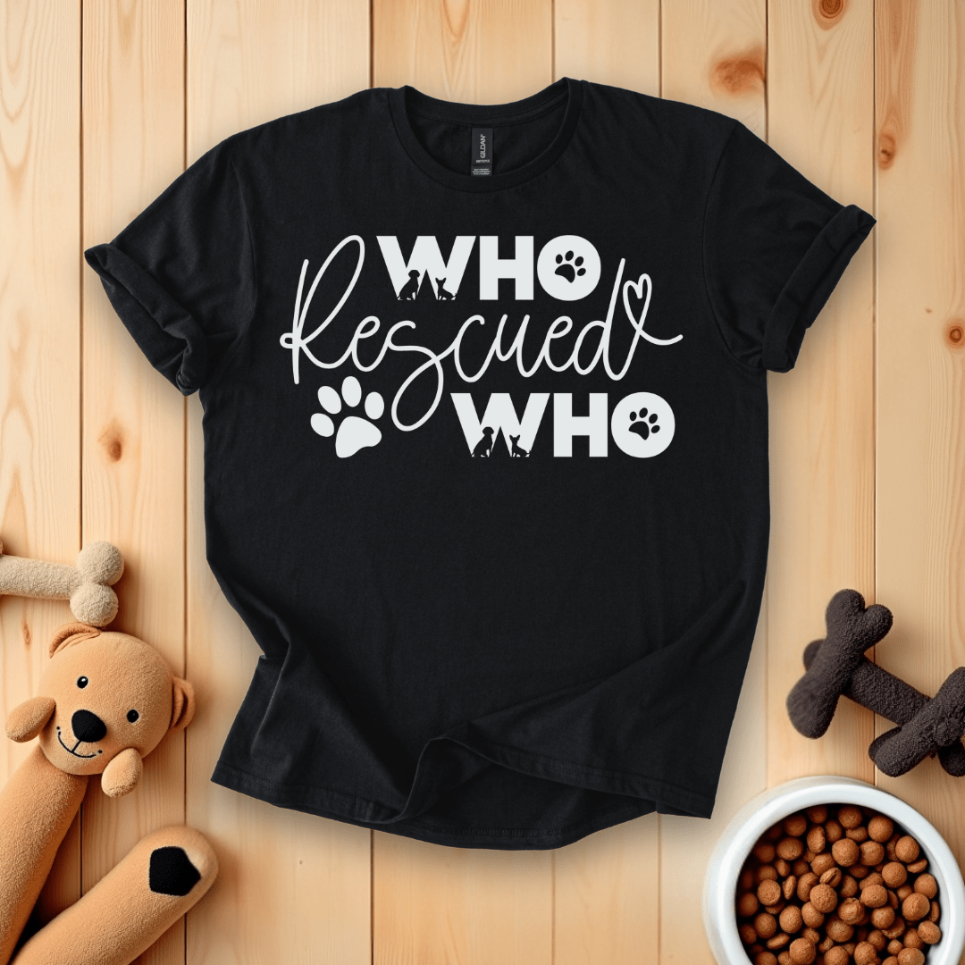 Black / S Who Rescued Who T-Shirt