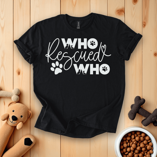 Black / S Who Rescued Who T-Shirt