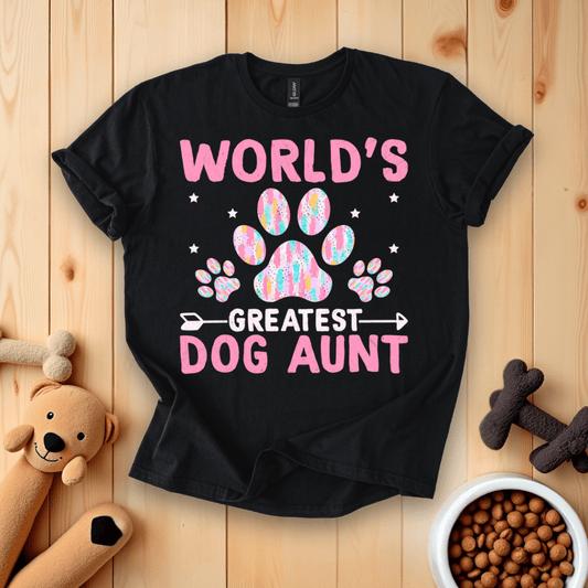 Black / S World's Greatest Dog Aunt T-Shirt