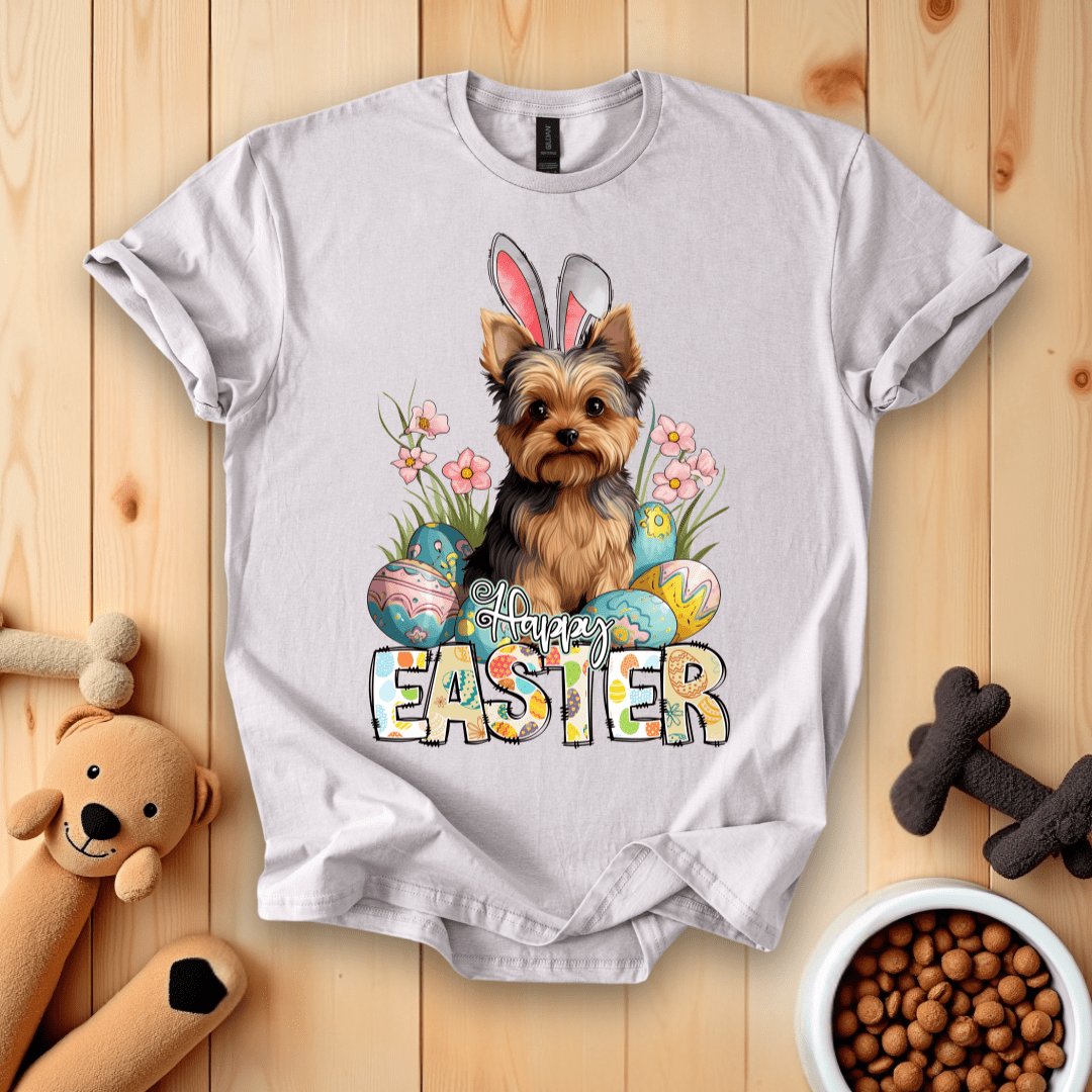 Ice Grey / S Yorkshire Terrier Happy Easter T-Shirt