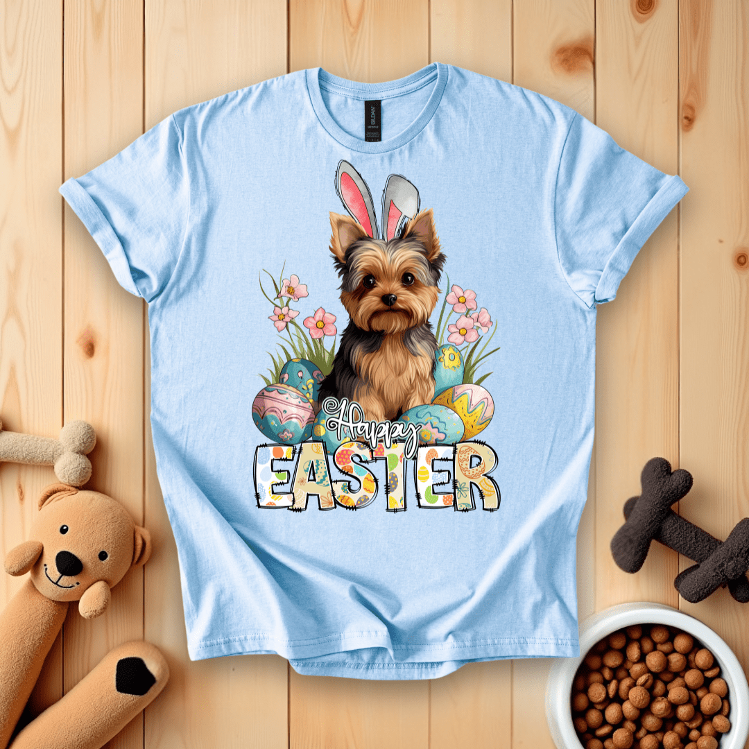 Light Blue / S Yorkshire Terrier Happy Easter T-Shirt