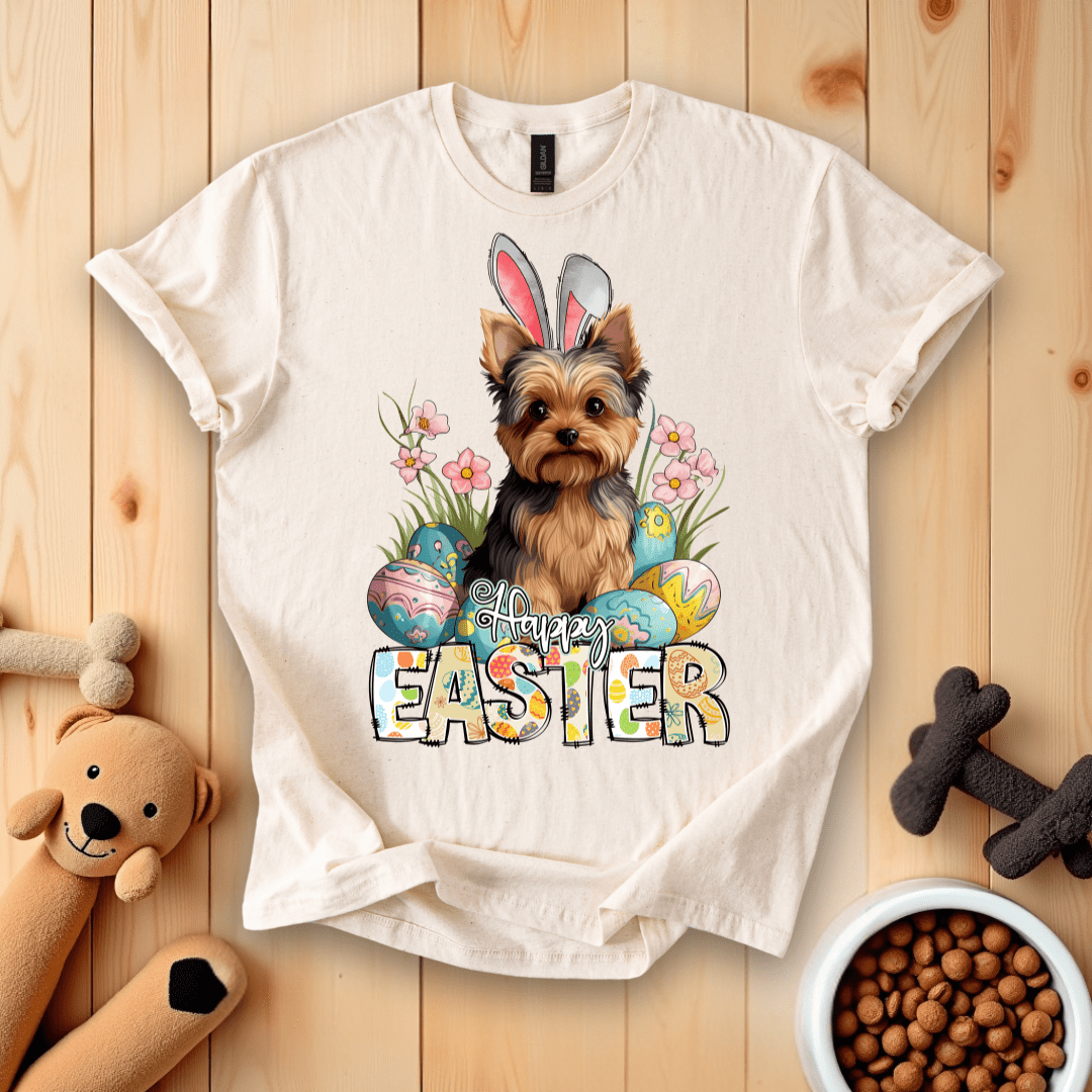 Natural / S Yorkshire Terrier Happy Easter T-Shirt